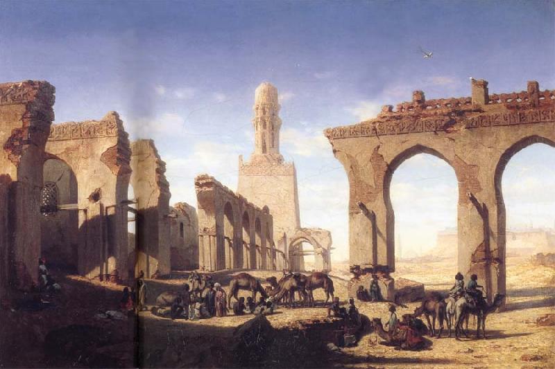 Prosper Marilhat The Ruins of the El Hakim Mosque in Cairo Sweden oil painting art